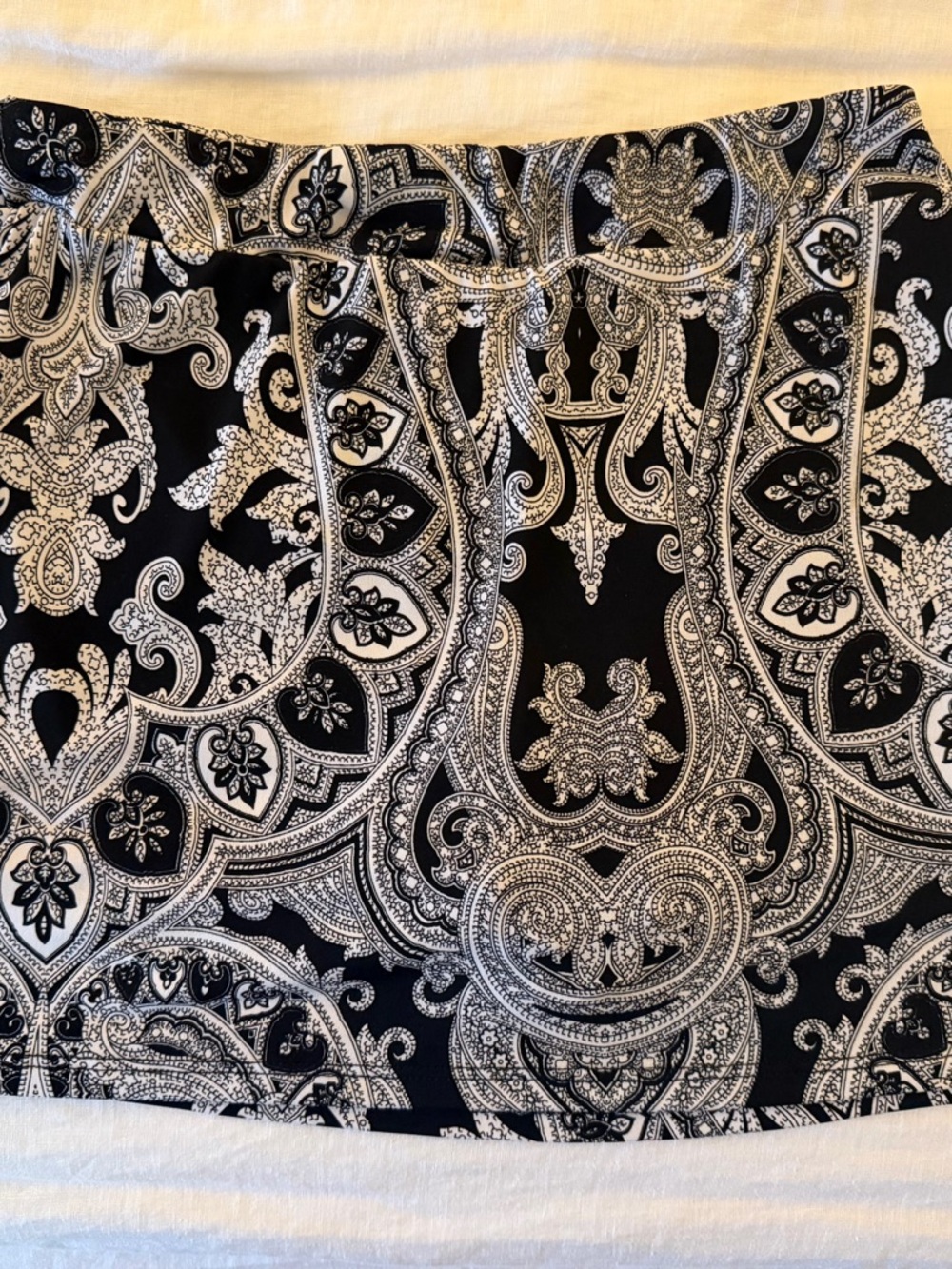 Black and White Paisley Print Skirt